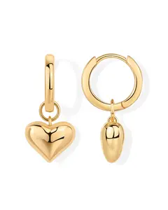 PAVOI 14K Gold Plated Sterling Silver Posts Charm Huggie Earrings for Women - Lightweight Love Heart Moon Flower Star Drop Dangle Huggie Charm Earring