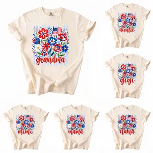 Comfort Colors Patriotic Grandma Shirt, Mimi Nana Mama Gigi Tee, Floral 4th Of July T-Shirt, American Flag Tee, Grandma Gift Tshirt, Women 4th of July Tee - AL