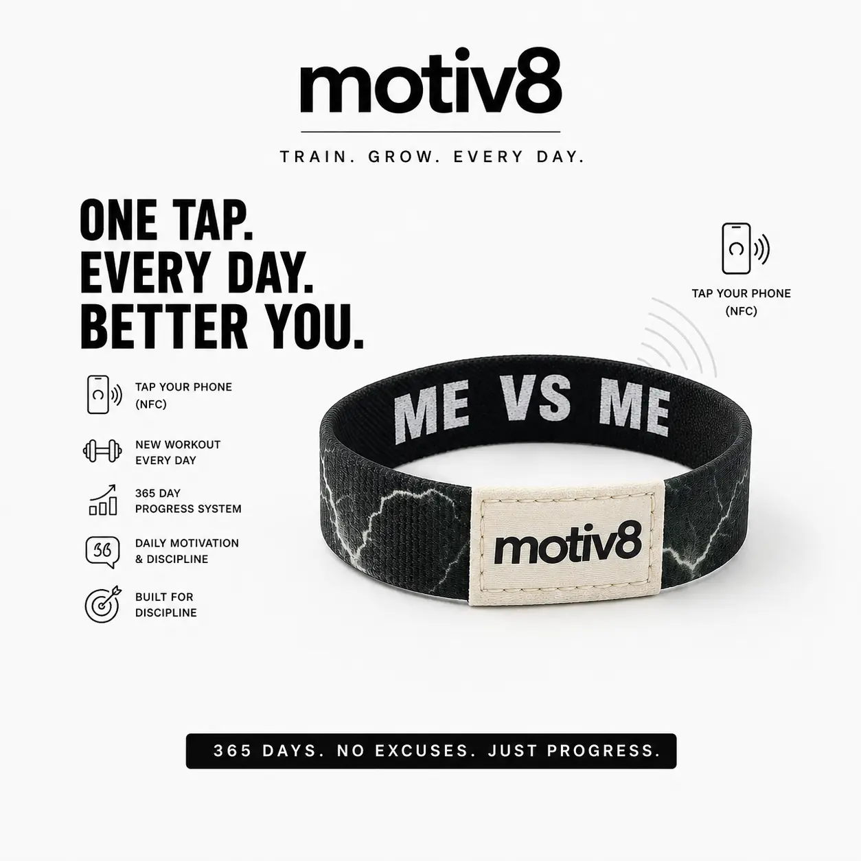 Motiv8 Me Vs Me Black and White Wristband - Motiv8 Branding, Fashionable Wrist Accessory, Costume Jewelry Bracelet, Bracelets, Costume Jewelry Bracelets Wristband Bracelets & Bangles