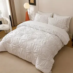 7-Piece Luxury Pleated Bedding Set - Soft Breathable Quilt Set with Ruffled Pillowcases, Sheets & Bedspread for Queen/King Size Beds | Elegant Bedroom & Home Decor