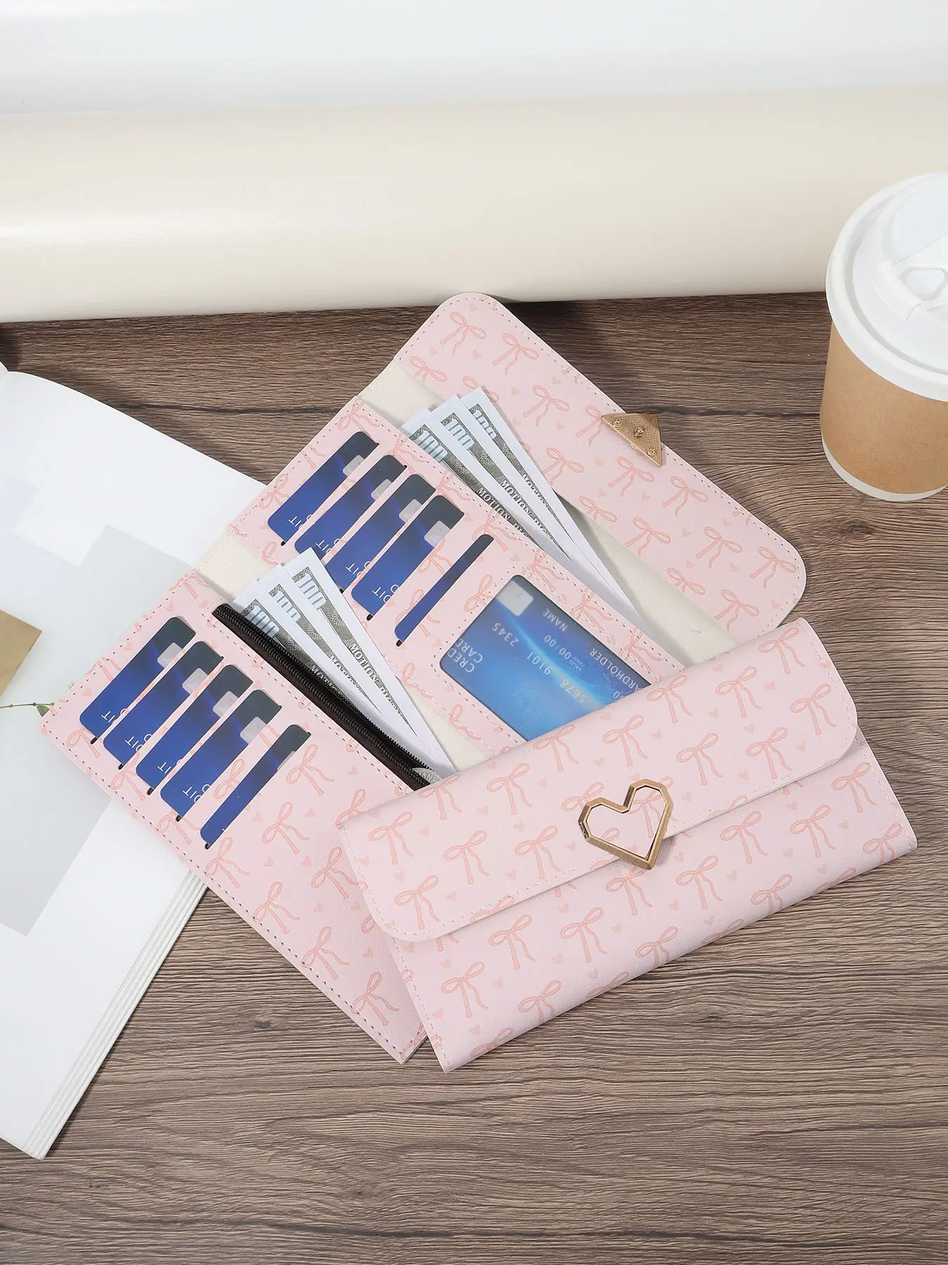 New women's long zipper wallet, Stylish Casual Trendy Wallet, triple fold multi card slot tassel decoration multifunctional wallet, women's folding card slot and zipper pocket, suitable for outdoor travel and returning to school, Trifold Wallet