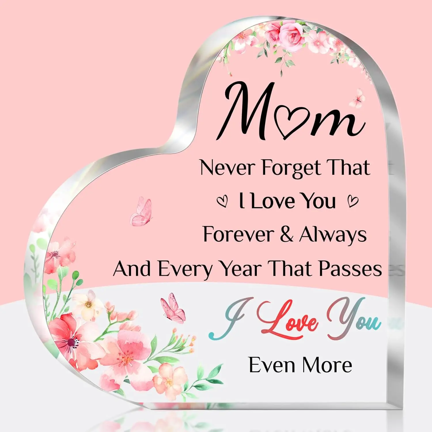 Gifts for Mom Heart-Shaped Acrylic Keepsake - 3.9x3.9 Inches, Elegant and Sentimental Keepsake for Mother's Day and Birthdays
