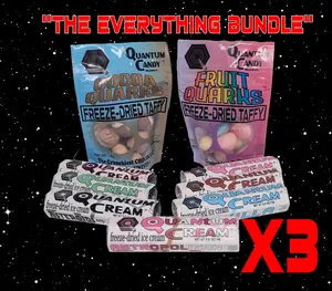 O.M.Geeks Ltd Quantum Cream Quantum Candy Freeze-Dried ice Cream - Freeze-Dried Taffy "THE EVERYTHING BUNDLE X3" 7 Variety Pack Quantum Cream X3 + 2 Variety Pack Quantum Candy X3 (3 Fruit Quarks and 3 Cocoa Quarks) Candy Snack