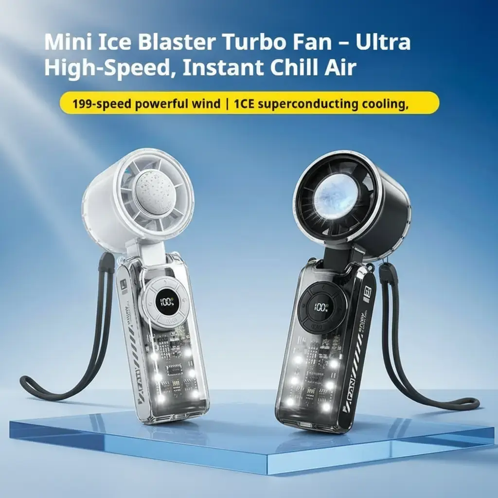 2026 Rechargeable Portable Handheld Fan with Cooling Plate, 199-Speed Adjustable Turbo Fan, Digital Display, 3600mAh Rechargeable Battery, 5-in-1 Neck & Desk Fan for Travel, Commute, Dorm and Office0