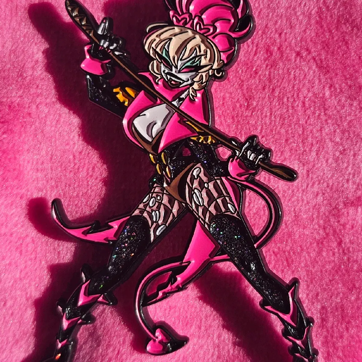 Glitter Enamel Clown Ringleader Pin 2.5" with Glitter Finish