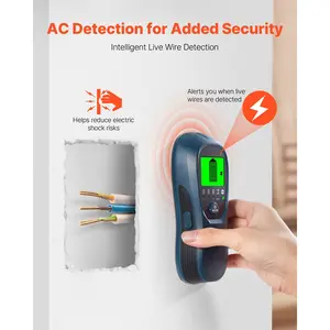 Stud Finder Wall Scanner, 5 in 1, Electronic Wall Stud Detector with Smart Sensor, High-Definition LCD Display and Audio Alarm, for the Center and Edge of Metal, AC Wire, Joists, Pipes, Blue