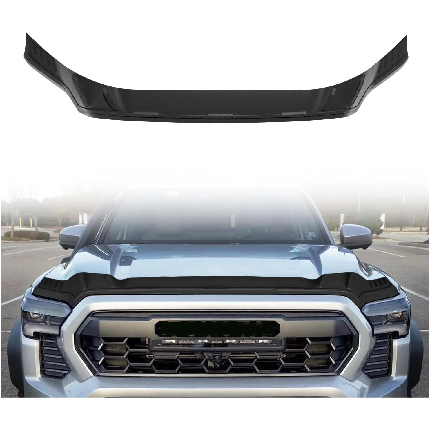 Hood Deflector Protector Compatible with 2024 2025 2026 Toyota Tacoma Accessories Hood Protector TPE Bug Deflector Shield Replacement