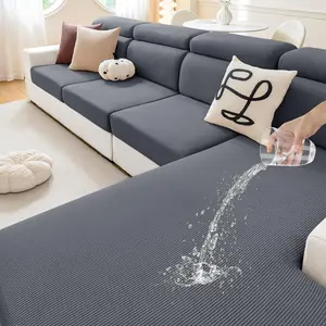 hyha Waterproof Sectional Couch Covers, Against Spills, Sofa Seat Slicovers Washable, Thick Elastic, L Shape Couch Cushion Covers for Dogs Pets (1 Piece for Chaise, Dark Grey)