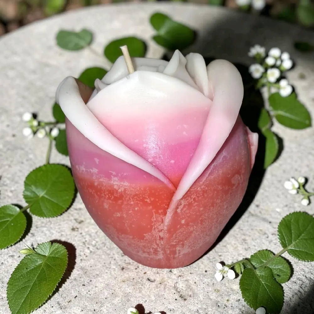 Rose-Shaped Scented Candle, Unique Shape, Rose Aroma Home Decor Candle for Home Supplies Gift Fragrance White