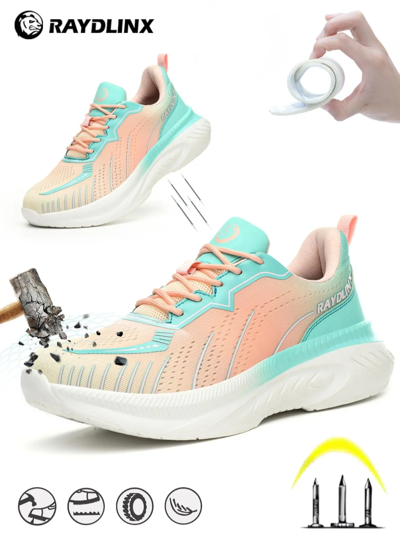 Women's Lace Up Front Safety Shoes, Work Protective Shoes, Lightweight Comfortable Anti-smash and Anti-puncture Shoes, Breathable Non-slip Work Shoes for Women, Safety Work Footwear