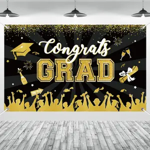 Class of 2026 Graduation Banner Backdrop, Graduation Party Decor, 2D Flat Design, Ideal for High School & College Celebrations, Durable Polyester Material