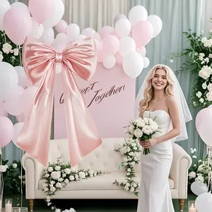 Large Bow Decoration for Kirtle Wedding Room Decor, Party Decoration Supplies, 3D Tree Topper, 24x40 Inch Ribbon Belt, Giant Soft Wall Hanging for Ballet Girls, Decorations Supplies