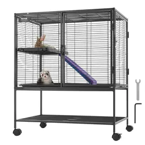 【FathersDayGift】VEVOR 36" Rolling Metal Ferret Cage,  , Large 2-Tier Critter Nation Cage, Small Animal Cage with Ramps & Tray, Easy to Set up for Pet Rats, Hamster, Guinea Pig, Chinchilla, Squirrel, Hedgehogs, Bunny