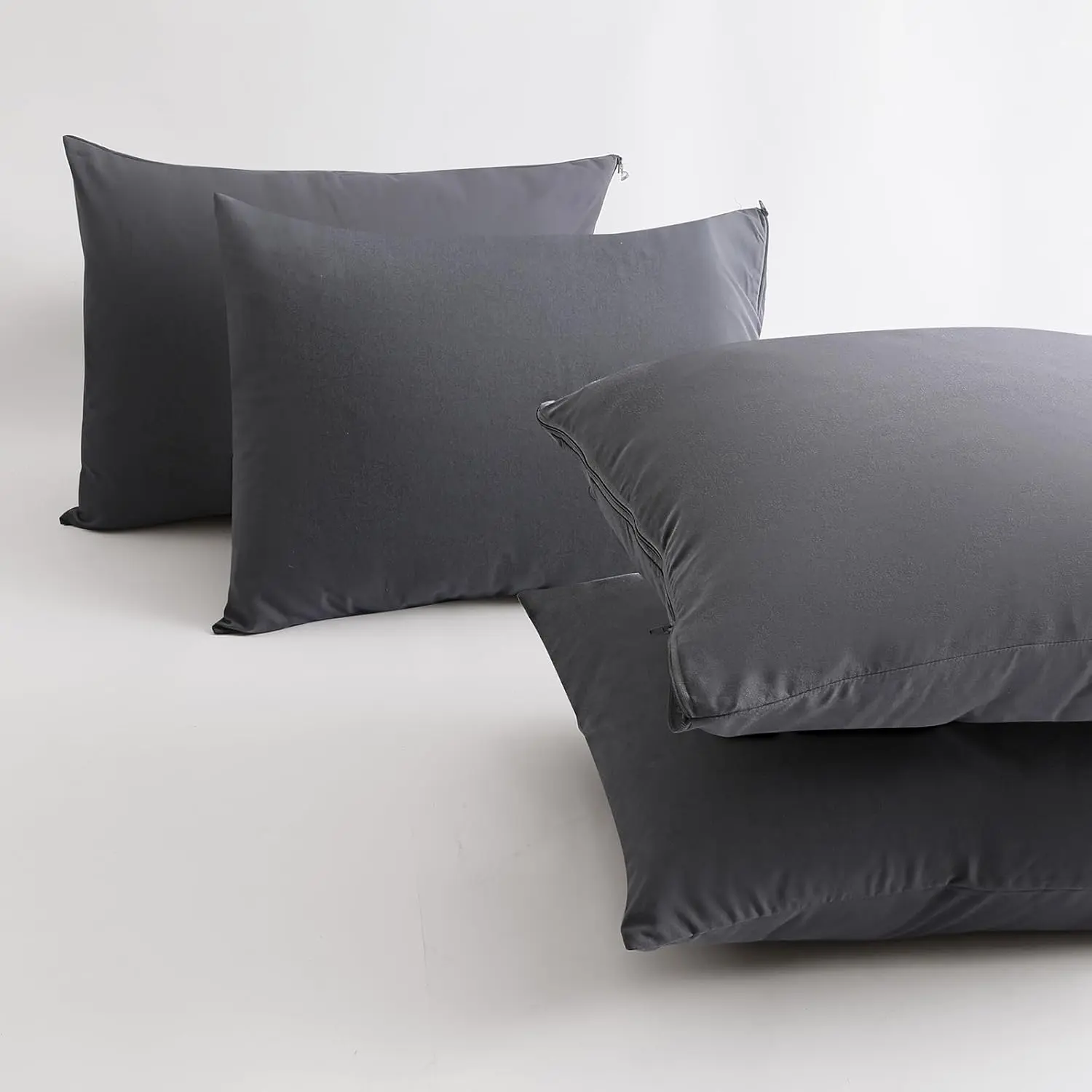 4 Pack Pillow Case Protectors Standard -Darkgray 2036 Inches with Smooth Zipper Design -Comfortable and -Friendly Pillowcase