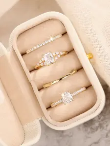 Women's Copper Ring Set, Dainty Stacking Rings, Stackable Rings, Casual Plain Design Jewelry Gift Box Included, Perfect for Wedding Engagement Anniversary Party Accessories