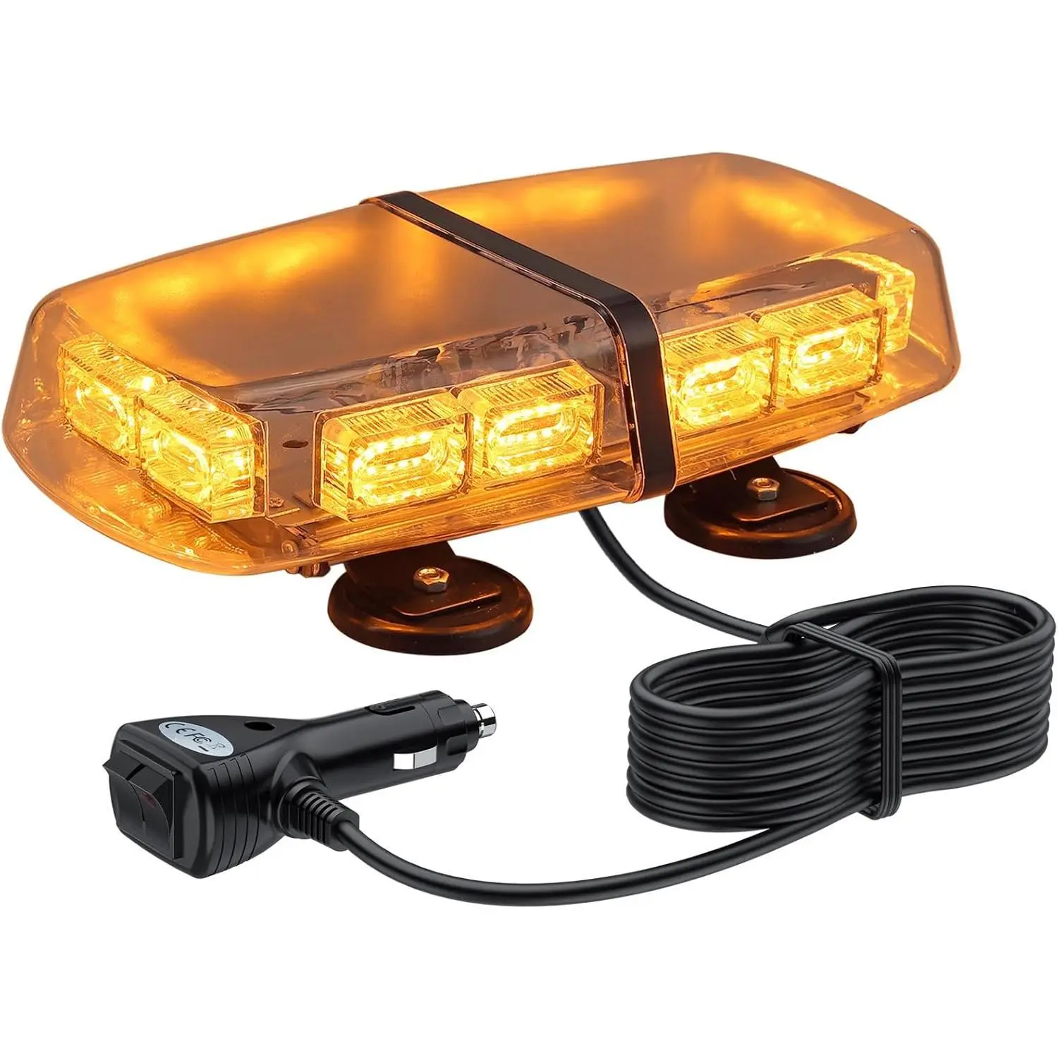 Justech 72 LED Magnetic Mount Roof Top Strobe Light, 36W IP65 All-Weather Beacons, 7 Flash Modes Emergency Warning Light with 5m Straight Cord, Memory Function, E-Mark Certified for 12V/24V DC Construction Trucks Snow Plow, High-Intensity Led