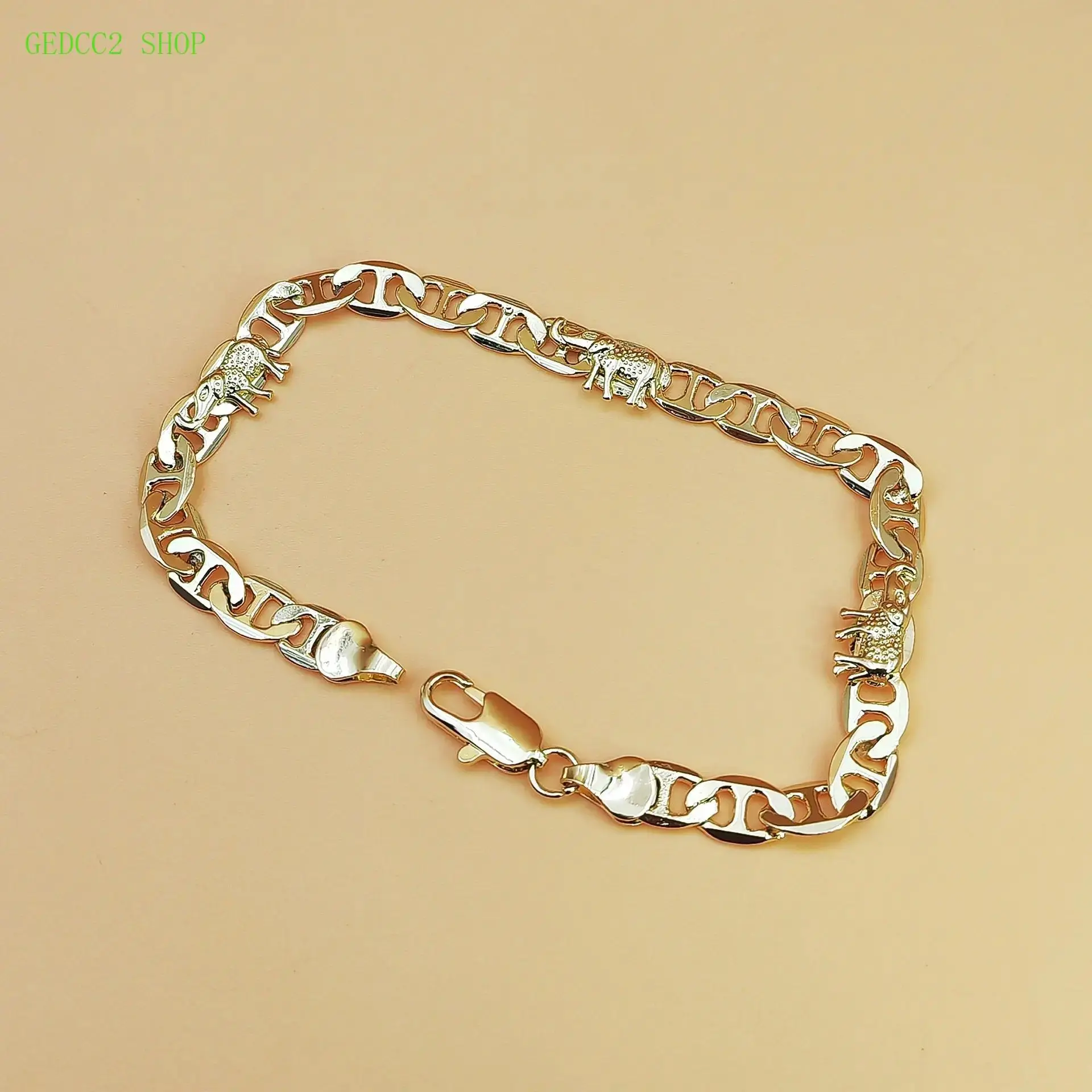 Punk Style Elephant Ring & Bracelet Set, 18K Gold-Plated Copper Jewelry for Men & Women, Retro Unisex Chain Accessory, Trendy Gift for Friends, Couples & Daily Wear