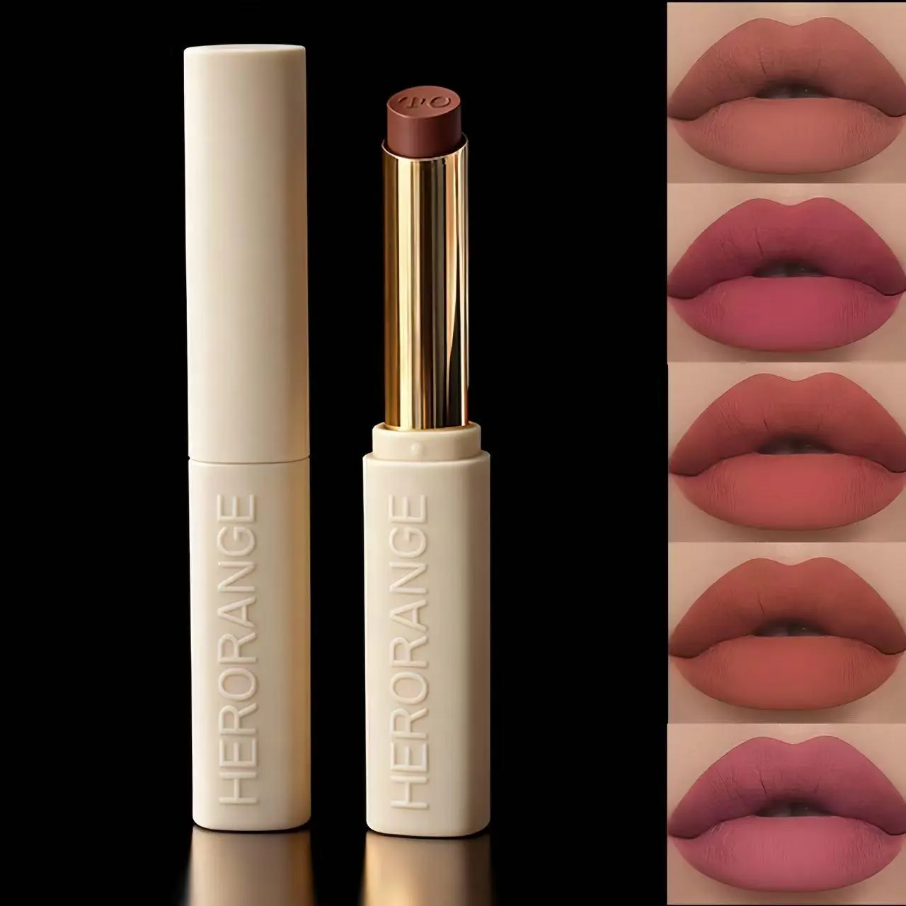 HERORANGE 5-Piece Velvet Lipstick Multi-Pack - Plant-Based Squalane, Gentle, Ammonia-Free, Hydrating Matte Non-Stick Formula, 24-Hour Wear, Orange Pink Assorted Lipstick Shades, Contains Neither Toxins, Lip Care, All Skin Types, Ideal Adult Gift, Hydrate