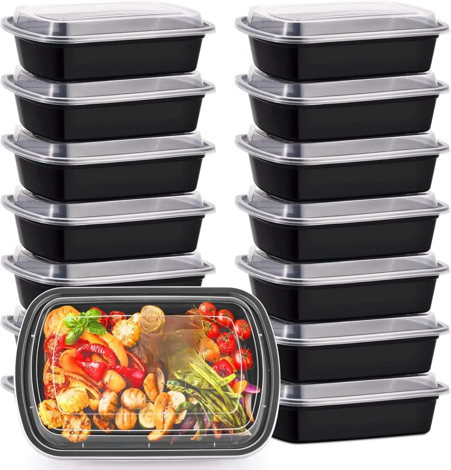 38oz Meal Prep Containers, Extra Large &Thick Food Storage Containers with Lids, Reusable Plastic,Disposable Bento Box,Stackable,Microwave/Freezer/Dishwasher Safe, BPA Free (30Pack)