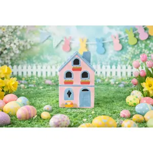 Target Bullseye's Easter 2026 Light Up Village Ceramic House Pink/Blue (NWT)