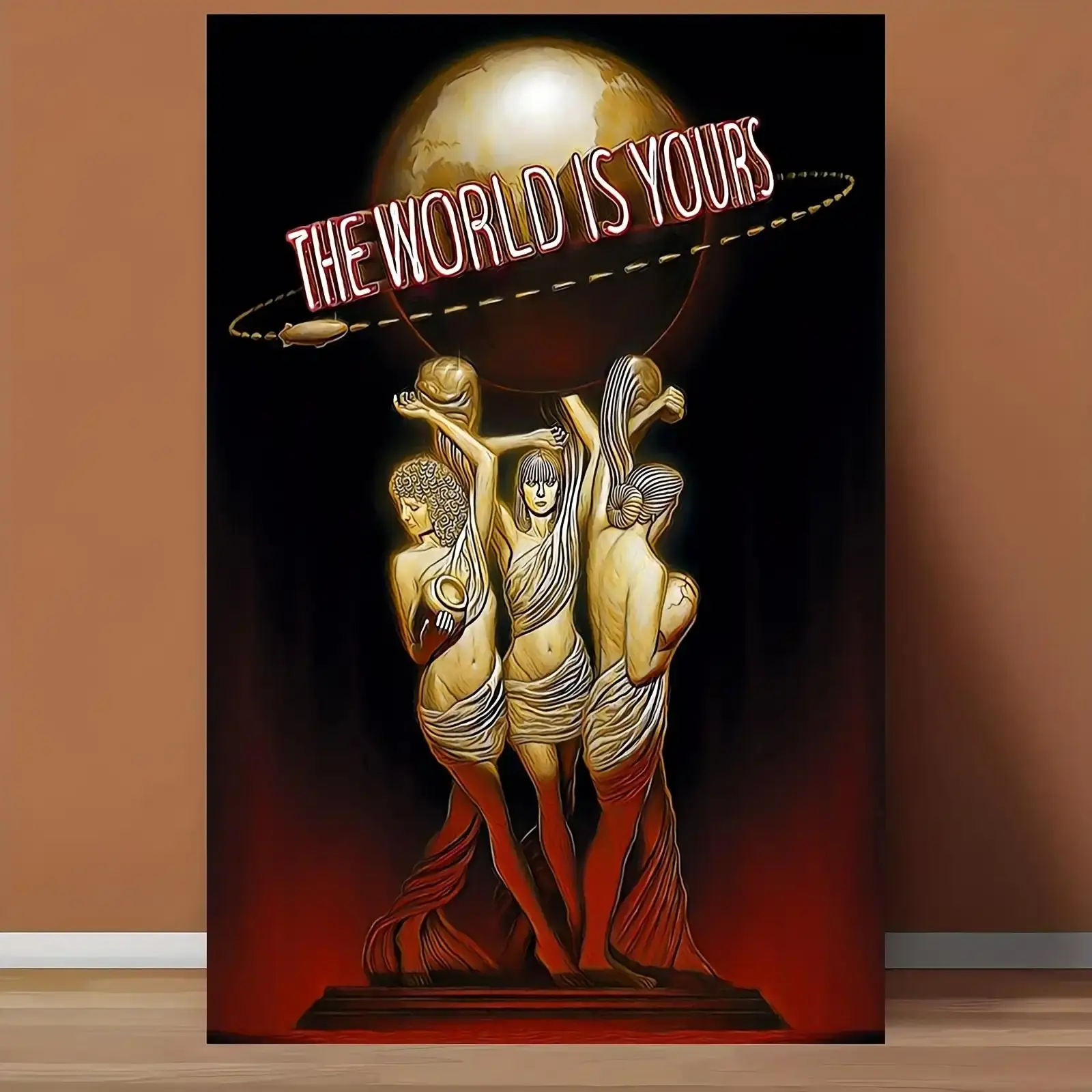 1PC 2D Flat, Framed Scarface "The World Is Yours" Canvas Wall Art - Vibrant Movie Poster Design, Great for Home Decor, Holiday Gifts, Birthday Party Decor, Wall Decor, Ornaments, Decor, Decoration Manga Death Note