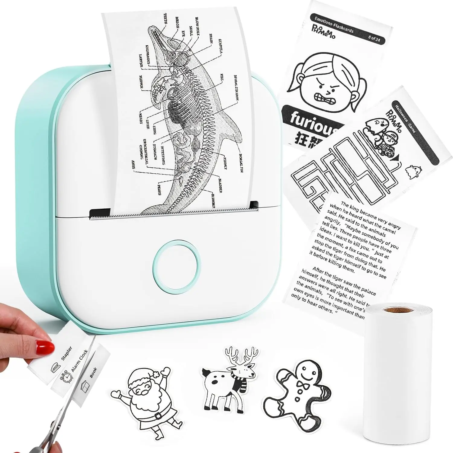 Phomemo T02 Mini Sticker Printer - Portable Handheld Wireless Thermal Printer, Bluetooth Pocket Device for Notes & Journals, Cute Gift for Students, Includes 1 Roll Paper (TikTokShopBlackFriday Promotion, Christmas Gift Option), Portable Handheld Printer