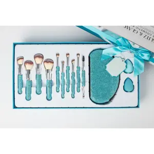 AQUAMARINE BLING Glitz & Glam | 13pc Makeup Brush Set |  GG4678