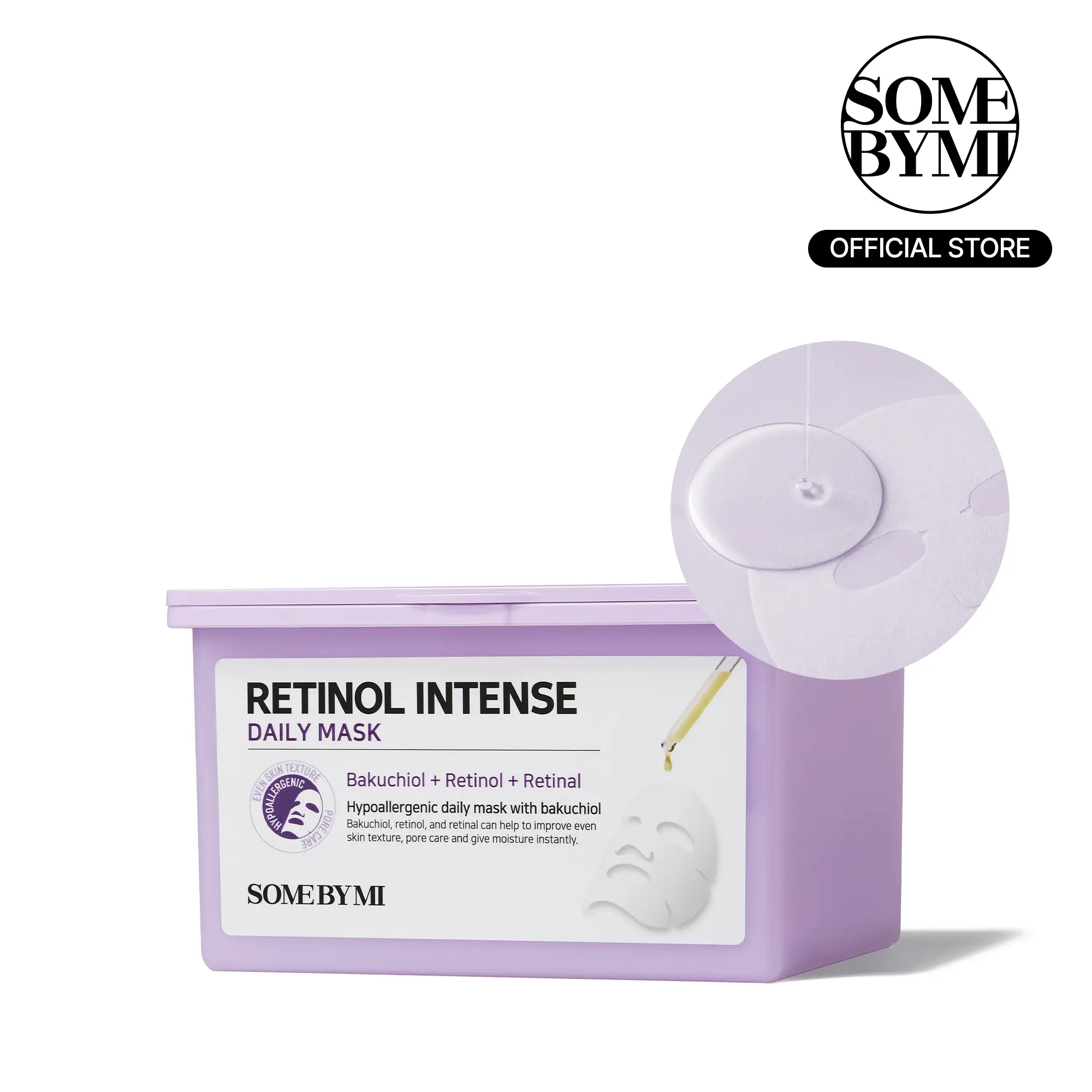 SOME BY MI Retinol Intense Daily Face Mask, 30 Sheets - Mild Vegan Collagen Mask for Glass Skin Routine, Korean Skincare