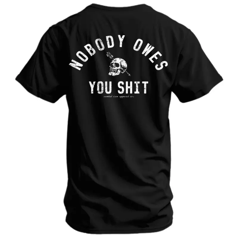 Combat Iron Co Men’s Skull Graphic Tactical T-Shirt - DTG Printing Motivational Print Gym Wear, Veteran Military Mindset Alpha Lifestyle Sports Top