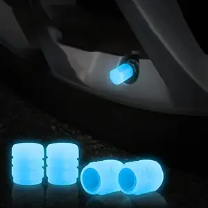 Luminous Valve Cap, 8 Counts Fluorescent Night Glowing Car Motorcycle Bicycle Wheel Tyre HUB Luminous Valve Stem Cap, Cycling Accessories