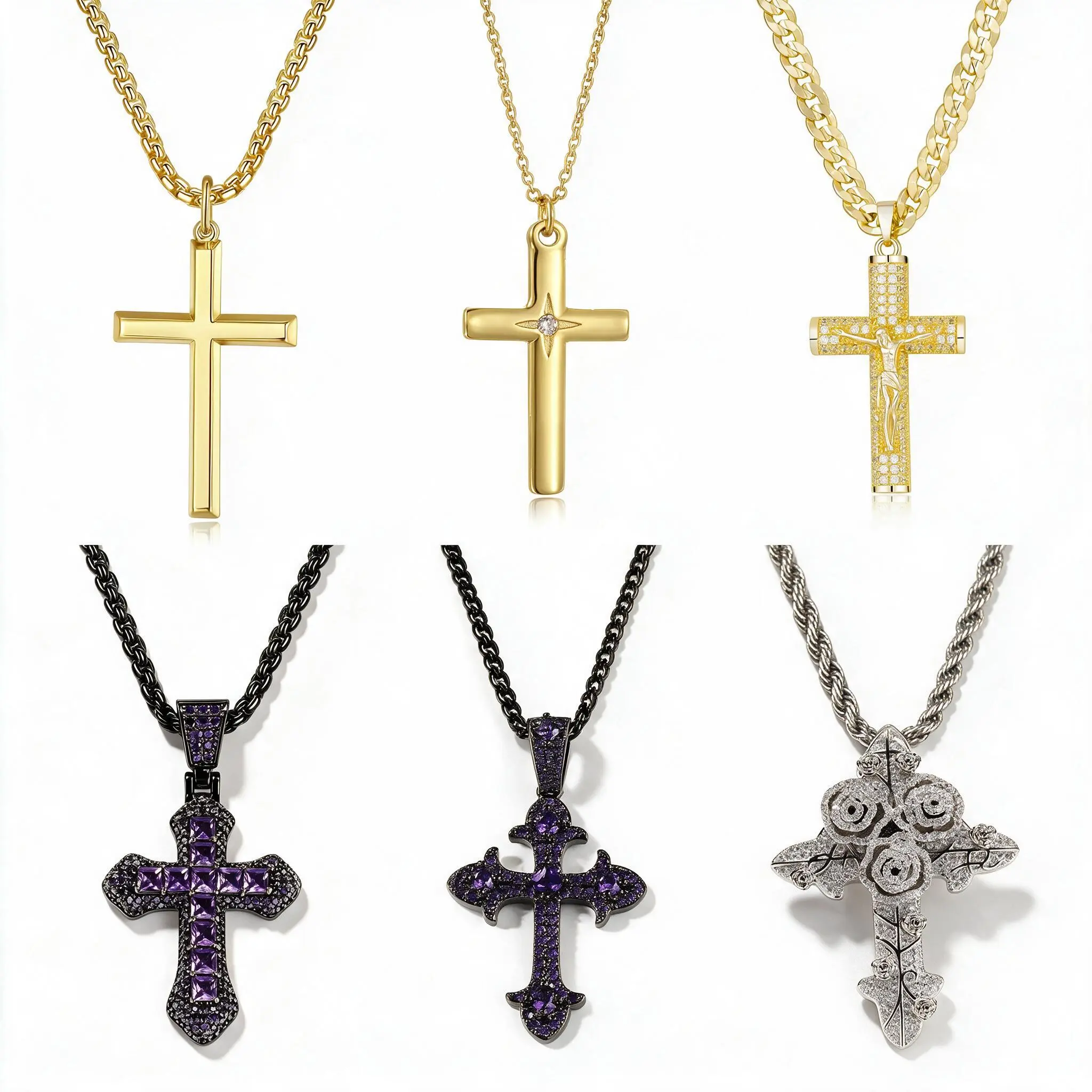Cross Necklace for Men Women - Necklaces of Faith Spiritual Reminder of Hope Hip Hop Accessorises Ceremory Souvenirs for Daily Wear Gift