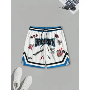 Men's basketball and letter printed shorts, regular casual and comfortable breathable shorts for daily wear, summer men's underwear, basketball jersey shortsRAIMENTRY