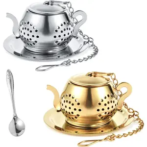 2-Pack Premium Tea Infusers with Spoon – 304 Stainless Steel Loose Leaf Tea Strainer & Steeper – Cute Teapot Design for a Thoughtful Brewing Journey
