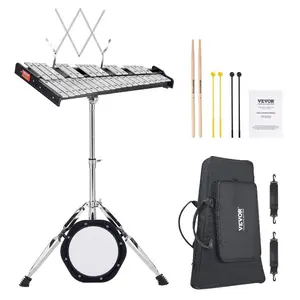VEVOR 32 Note Glockenspiel Xylophone Bell Kit, Professional Percussion Instrument Set with Mallets, Drum Sticks, Music Stand, 8 Practice Pad, Adjustable Stand and Carrying Bag for Students Adults