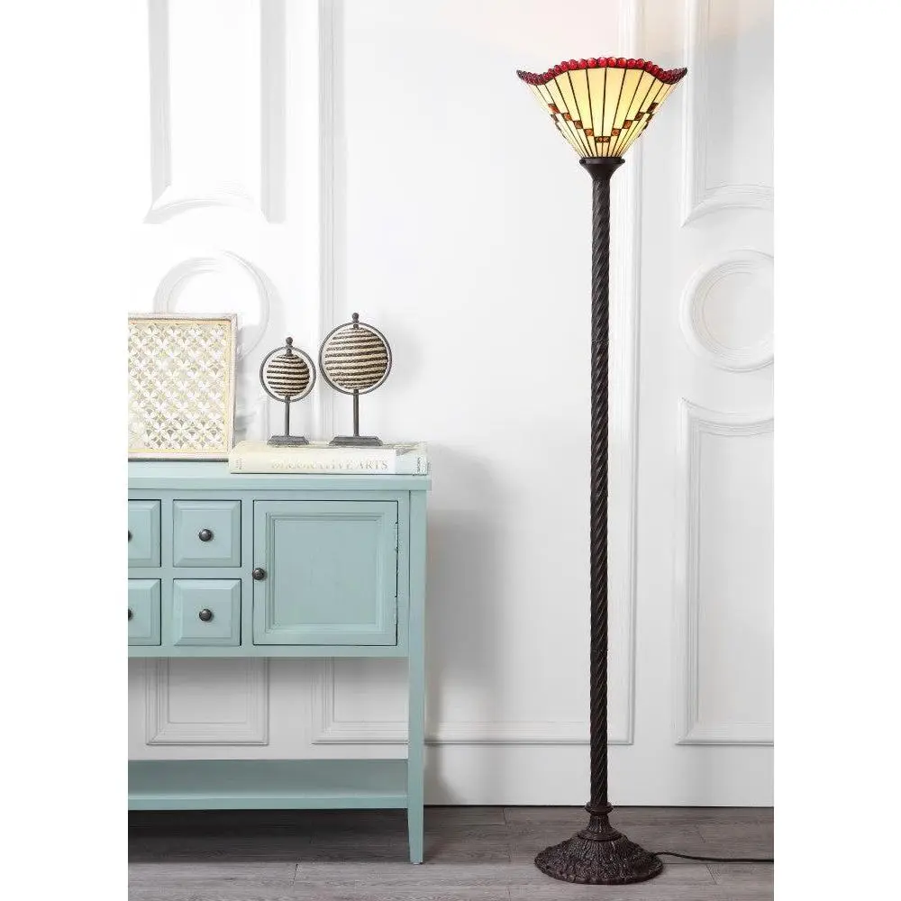 JONATHAN Y Smith Tiffany Style 70.5" Torchiere LED Floor Lamp