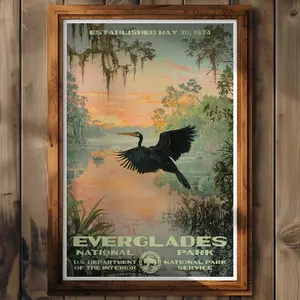 Everglades National Park Poster, Florida Travel Print, Home Decor, Wall Art Painting, Hiking Gift