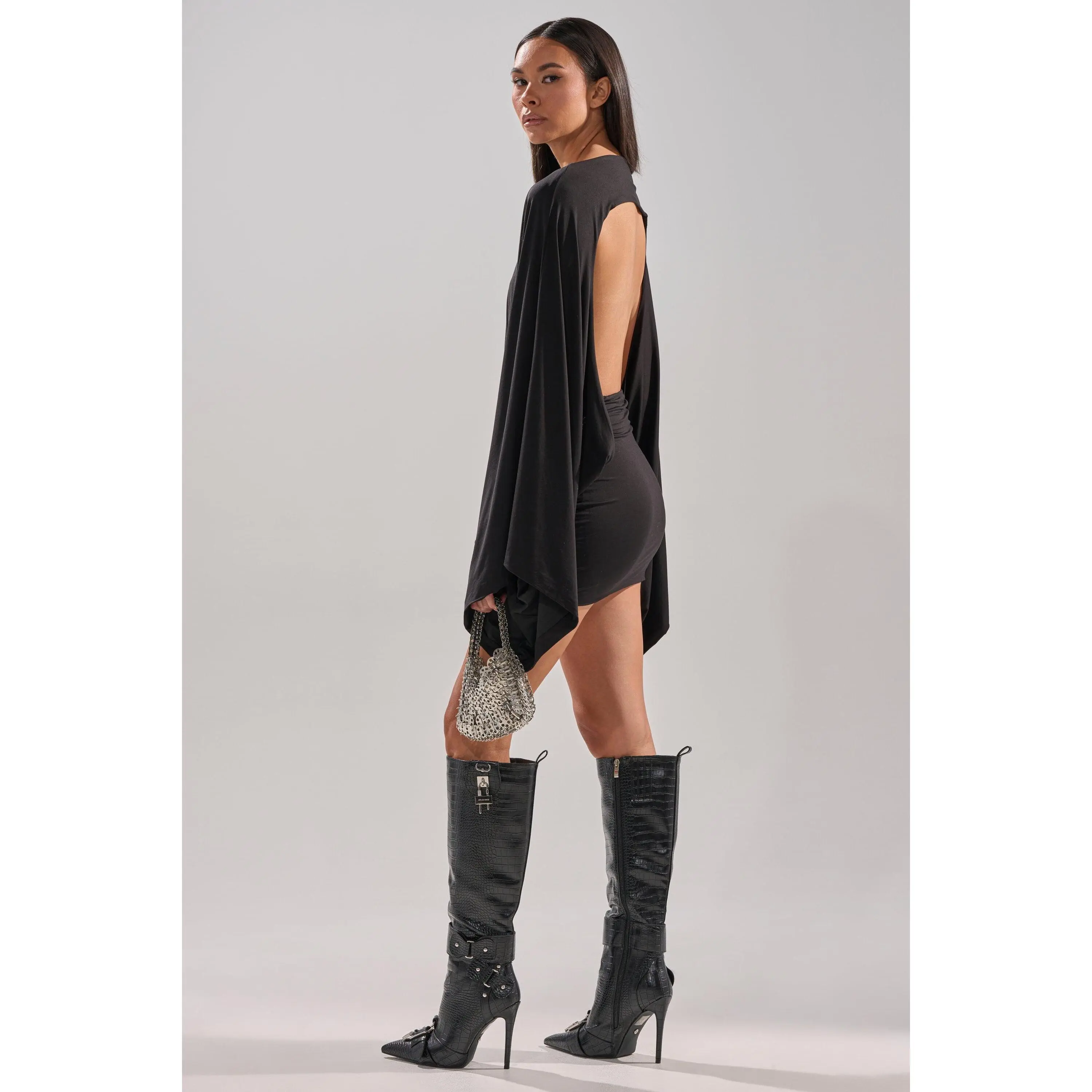 DIANA DRAPED MINI DRESS IN BLACK - TikTok Shop