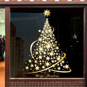 Christmas Tree Window Sticker, DIY Static Wall Window Door Mural Decal, Glass Display Stickers, 1 Piece
