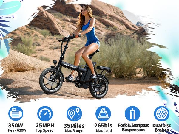 Windhorse W2A Lightweight Folding Electric City Commuter Bike – 16" Step-Over Ebike with Rear Seat, 20 MPH Max Speed, 35 Miles Range Fathersdaygift
