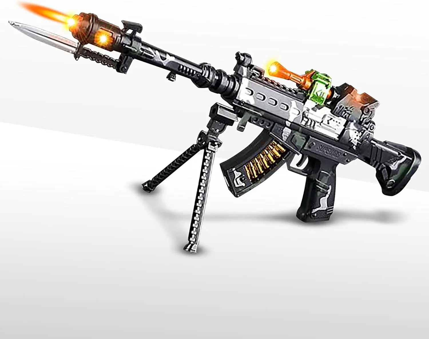 Special Forces Toy Machine Gun with LEDs, Sound & Bayonet | 22” Kids’ Light Up Military Assault Rifle | Cool Stand & Shoulder Strap | Batteries Included | Great Gift for Boys and Girls