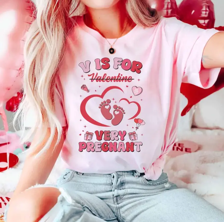 V Is For Very Pregnant Valentine T-Shirt, Sweatshirt, Hoodie - Valentines Day Pregnancy Announcement Shirt, Valentine Pregnancy Shirt, New Mom Valentines Gifts