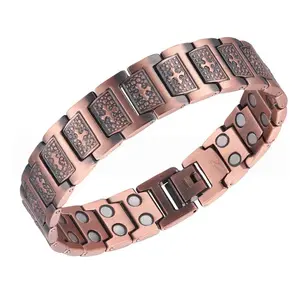 Copper Bracelet for Men, Magnetic Cross Bracelets for Men with 3500 Gauss Magnets, Mens Pure Copper Bracelet,Adjustable,Hypoallergenic Wellness