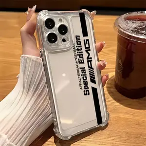 Black English Letter Stripe A-AMG TPU Shockproof Transparent Soft Back iPhone Casing, Smartphone Cellphone Protection Accessory, Compatible with iPhone X, XS, XS Max, 11-17, Ideal for Halloween, Christmas summerwins,summerwins