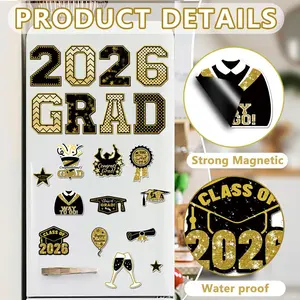 PSLEE 20 Pcs Graduation Magnets 2026 Cruise Door Car Magnets  Congrats Grad Cap Magnetic Decorations for Refrigerator Garage Cruise Door Party Stickers