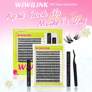 WiWiLINK Muse Universal Lashes, Cluster Lashes C D Curl, DIY Lash Extension Kit and Lash Clusters, 8-14mm with Bond, Seal, and Remover - Ultra-Thin Transparent Bands