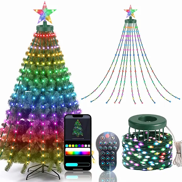 6-ft Waterproof Decorative LED Tree Hanging Light String - Bluetooth-Enabled, App/Remote Controlled, Point-Operated, Editable Music Rhythm, Text Functionality, LED-Like Glow, Light Up Garlands for Party Lighting Decoration (Indoor/Outdoor Use)
