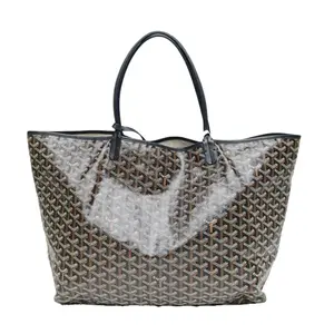 Pre-owned Goyard PVC Tote Bags Saint Louis Shopping Bag Mother and Child Bag 40 Large Size Black Silver Clasp