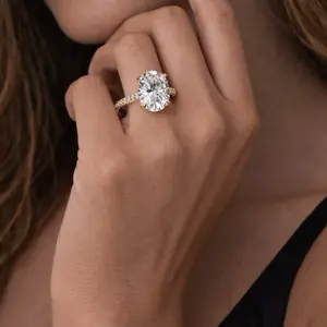 3 carat oval cut pave engagement ring