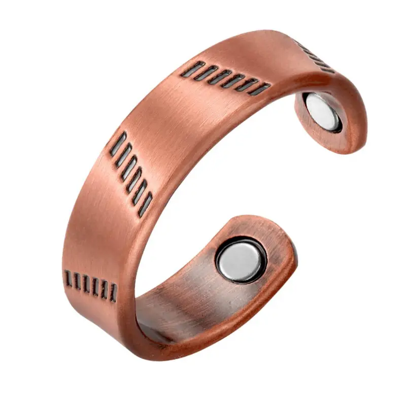 Men's Simple Plain Magnetic Cuff Ring, Adjustable Copper Thumb Ring for Daily Wear, Trendy All-match & Exquisite Jewelry for Birthday Gift, Open Adjustable Rings