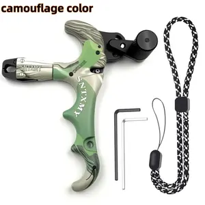 4-Finger Colorful Aluminum 360 ° Rotating Archery Thumb Release Trigger, High Precision Composite Bow Release Assist Device, Essential Bow Trigger Release Device for Archery Enthusiasts and Professional Shooters